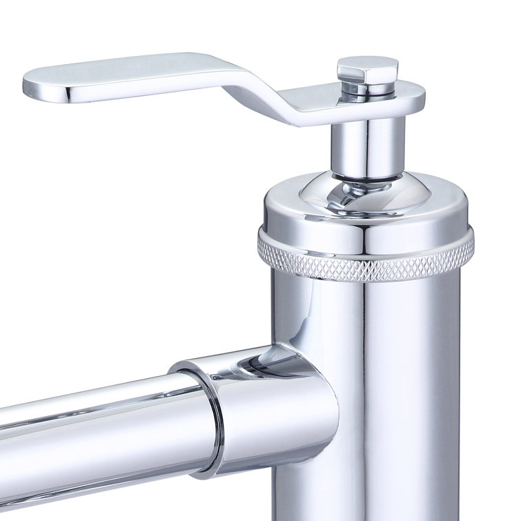 Chrome Single Handle Low Arc Bathroom Faucet with Drain Kit