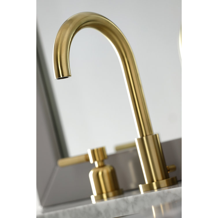 Brushed Brass Widespread Bathroom Faucet with Pop-Up Drain