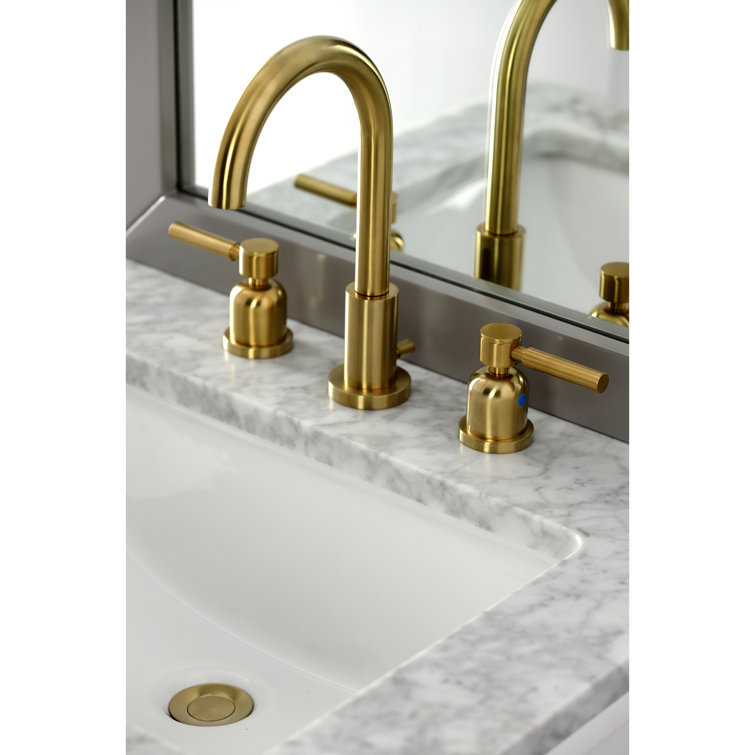 Brushed Brass Widespread Bathroom Faucet with Pop-Up Drain