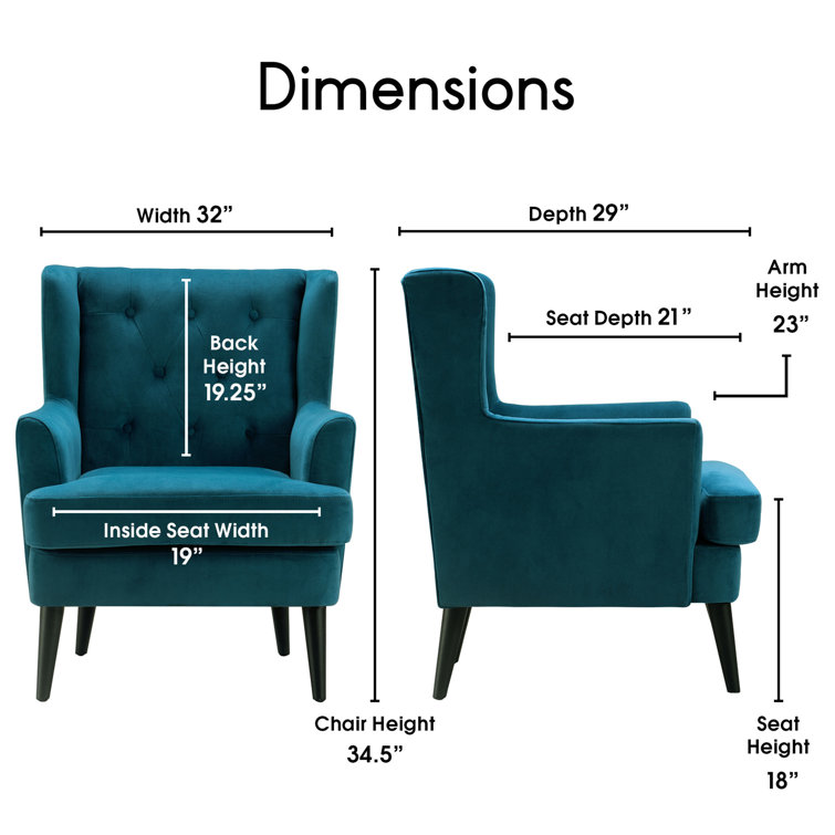 Celeste Vintage Teal Velvet Accent Chair with Wood Legs