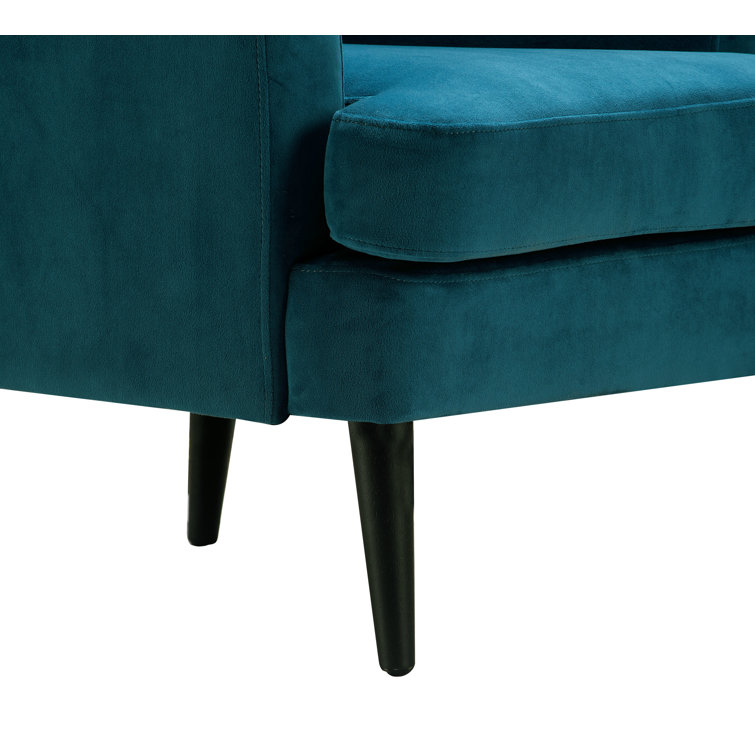 Celeste Vintage Teal Velvet Accent Chair with Wood Legs