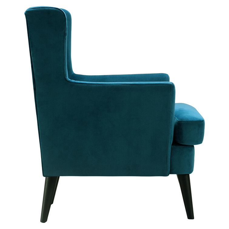 Celeste Vintage Teal Velvet Accent Chair with Wood Legs