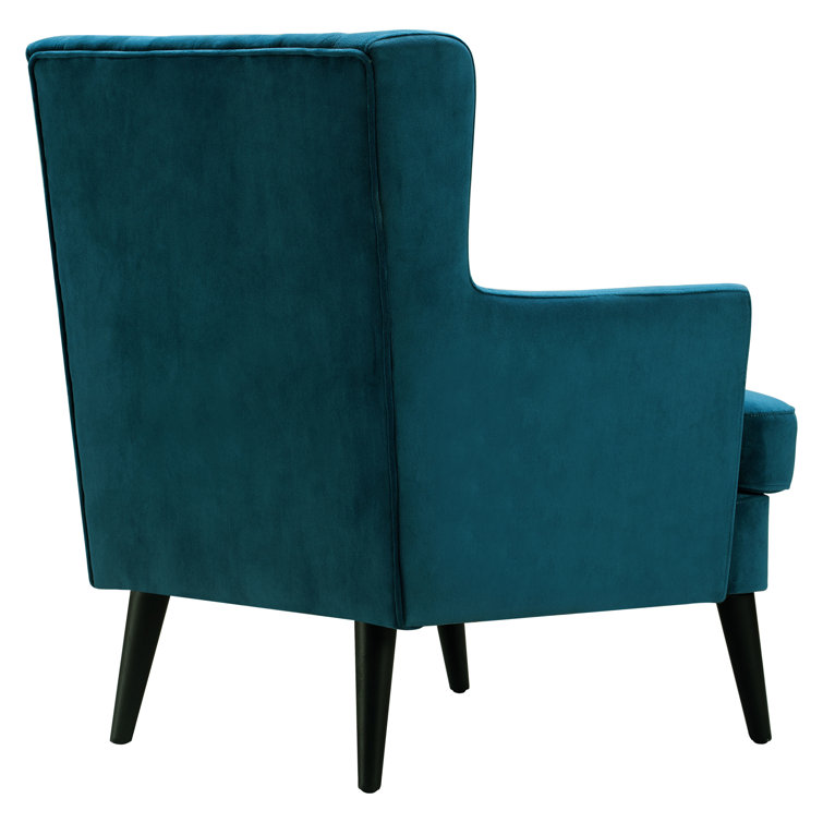 Celeste Vintage Teal Velvet Accent Chair with Wood Legs