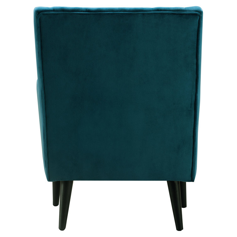 Celeste Vintage Teal Velvet Accent Chair with Wood Legs