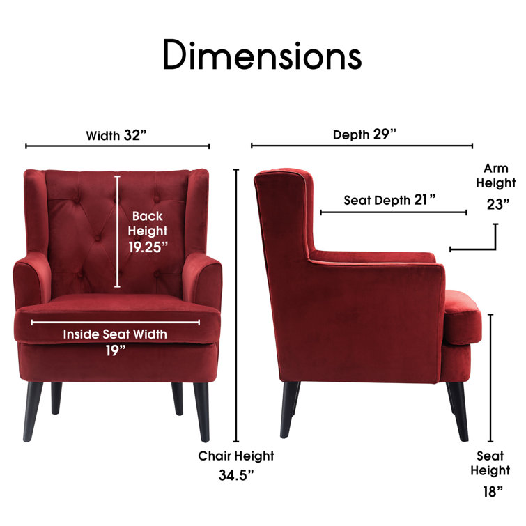 Burgundy Velvet Tufted Accent Chair with Tapered Legs