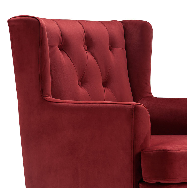 Burgundy Velvet Tufted Accent Chair with Tapered Legs