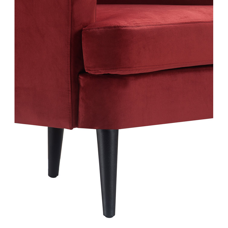 Burgundy Velvet Tufted Accent Chair with Tapered Legs