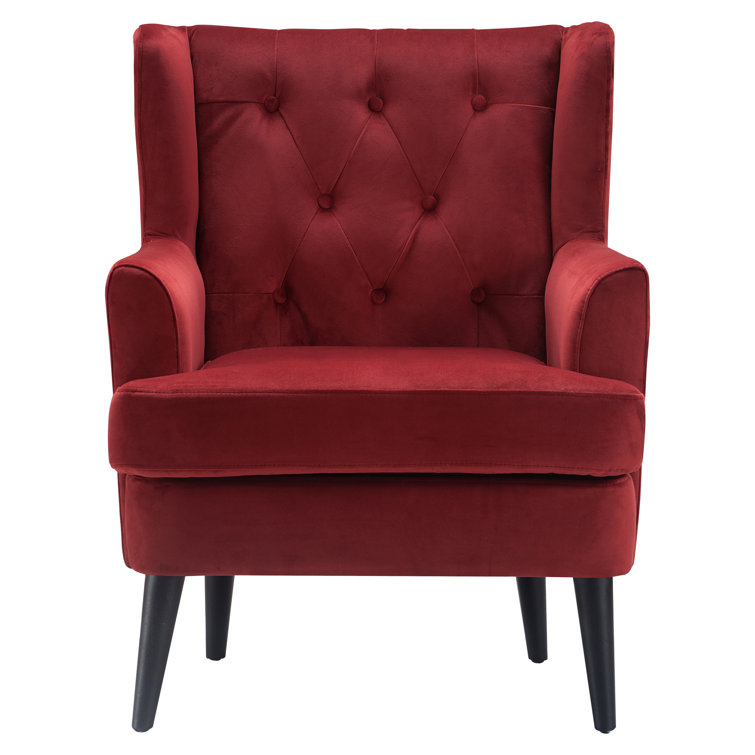 Burgundy Velvet Tufted Accent Chair with Tapered Legs