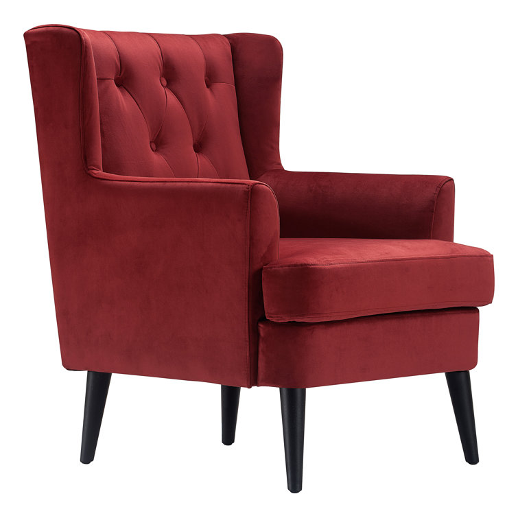 Burgundy Velvet Tufted Accent Chair with Tapered Legs