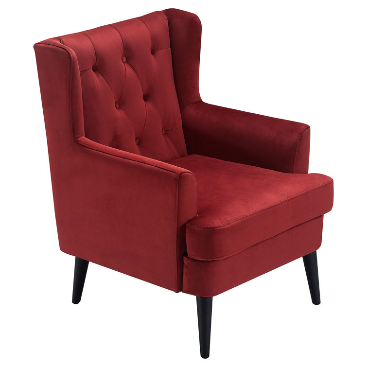 Burgundy Velvet Tufted Accent Chair with Tapered Legs