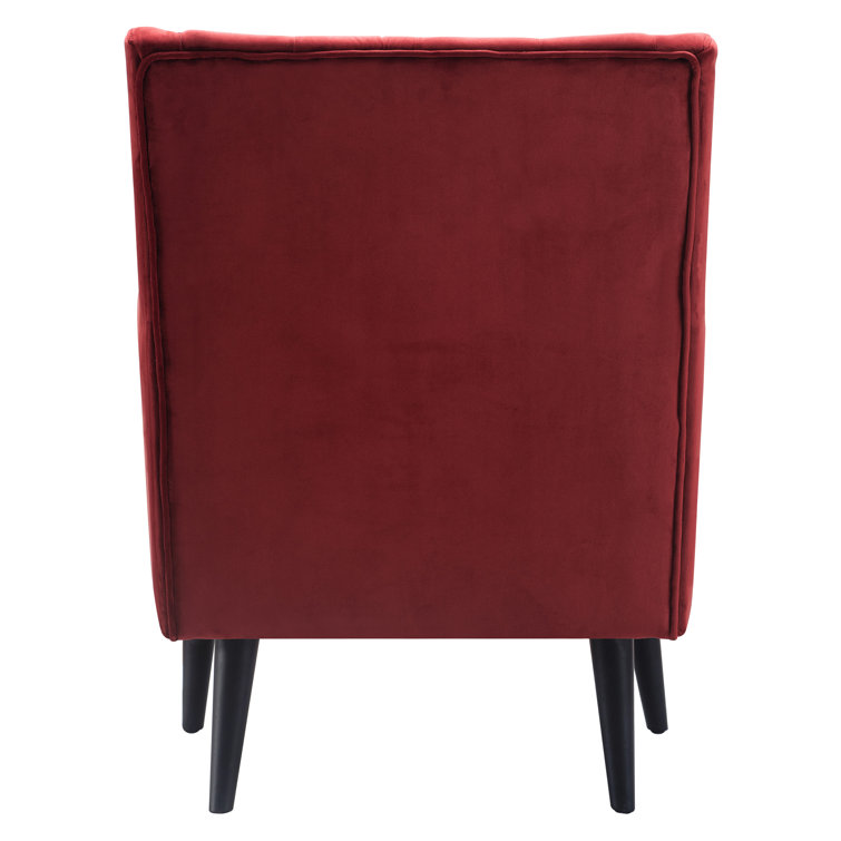 Burgundy Velvet Tufted Accent Chair with Tapered Legs
