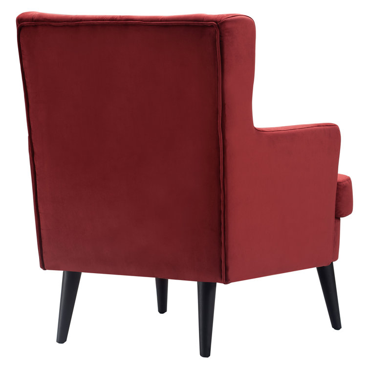 Burgundy Velvet Tufted Accent Chair with Tapered Legs