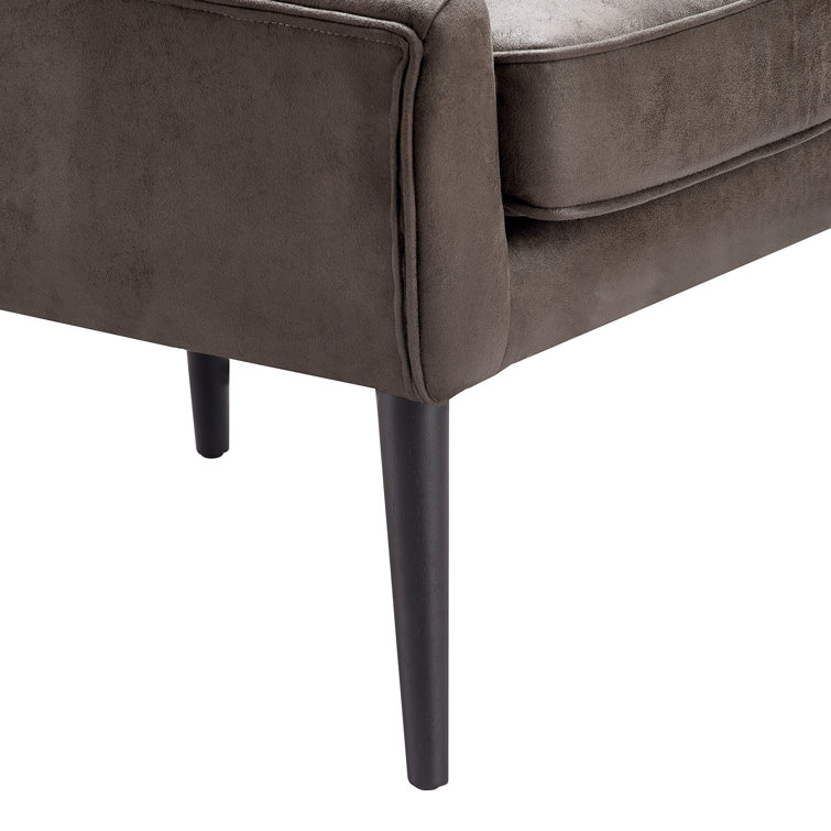 Auburn Brown Faux Leather Wingback Accent Chair with Wood Legs