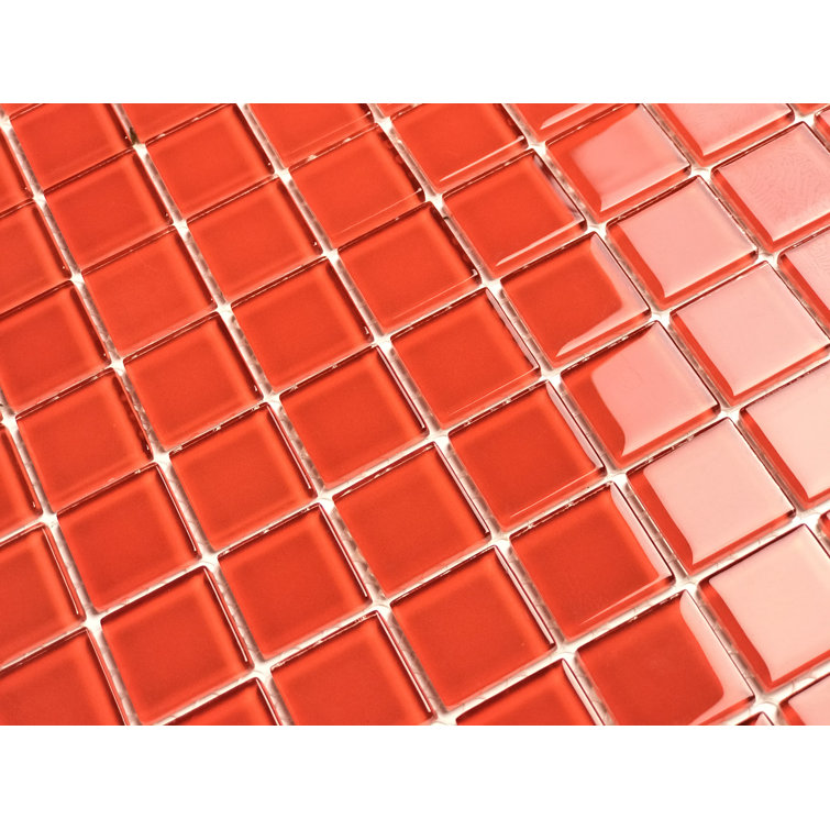 Red Glossy Glass 12x12 Square Mosaic Tile