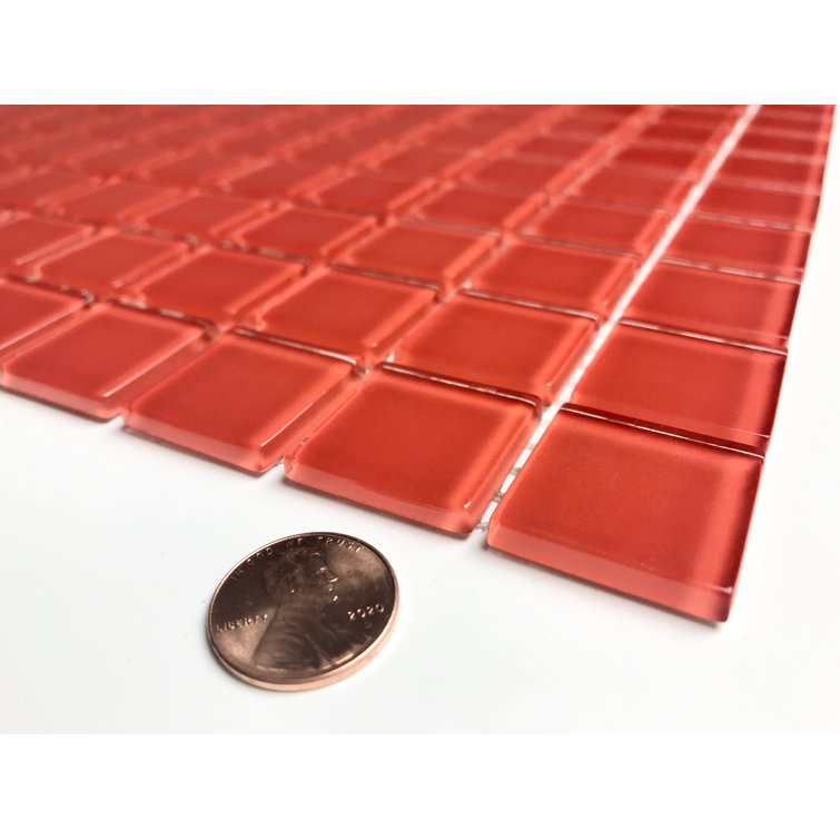 Red Glossy Glass 12x12 Square Mosaic Tile