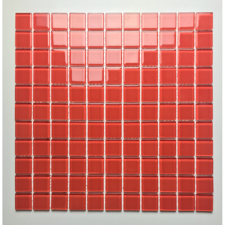 Red Glossy Glass 12x12 Square Mosaic Tile