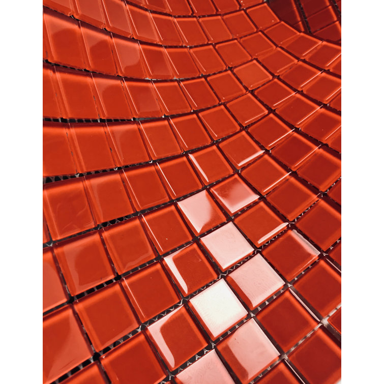 Red Glossy Glass 12x12 Square Mosaic Tile