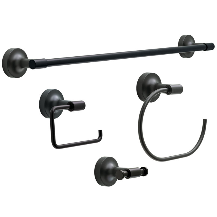 Matte Black Metal 4-Piece Bathroom Hardware Set