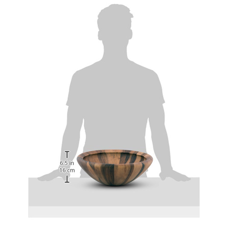 Hand-Finished Acacia Wood Round Salad Bowl, 16" Diameter