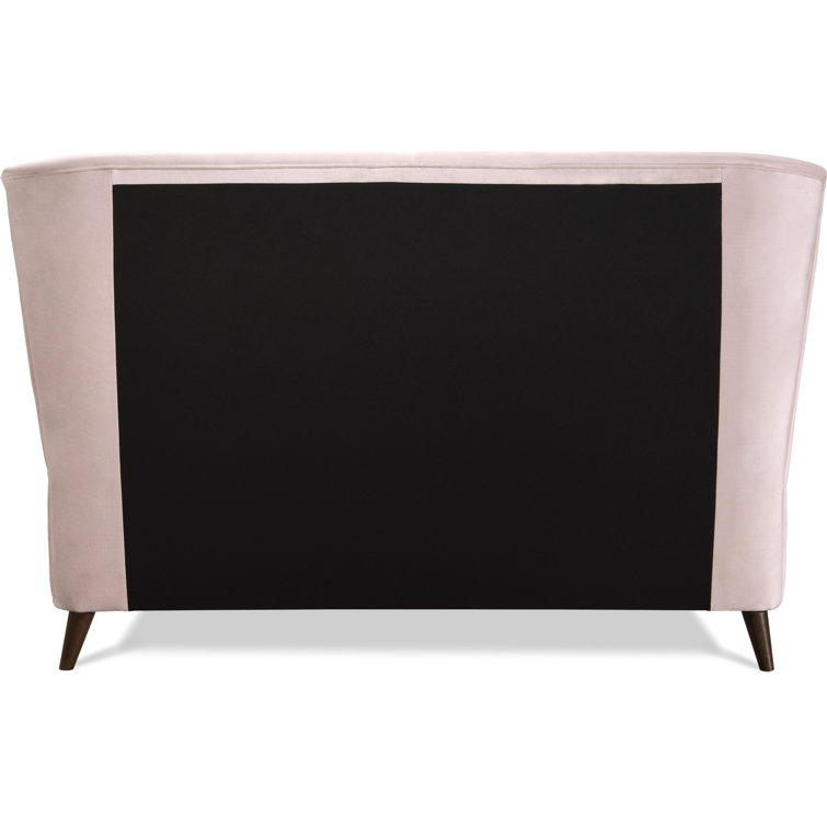 Queen Blush Pink Velvet Upholstered Wingback Bed with Wood Frame