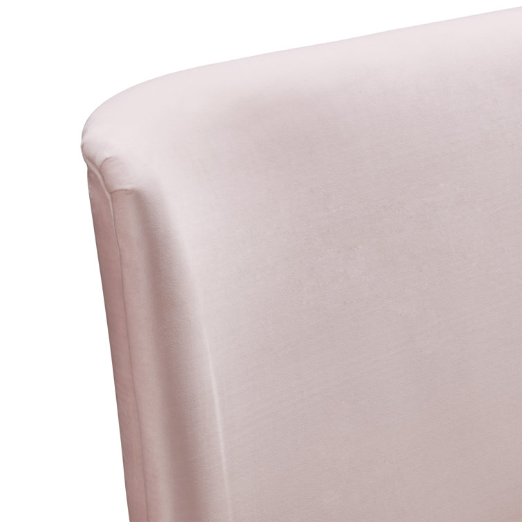 Queen Blush Pink Velvet Upholstered Wingback Bed with Wood Frame