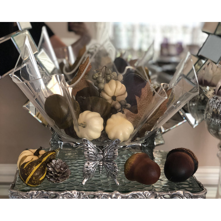 Clear Acrylic Butterfly Stand Abstract Salad Bowl