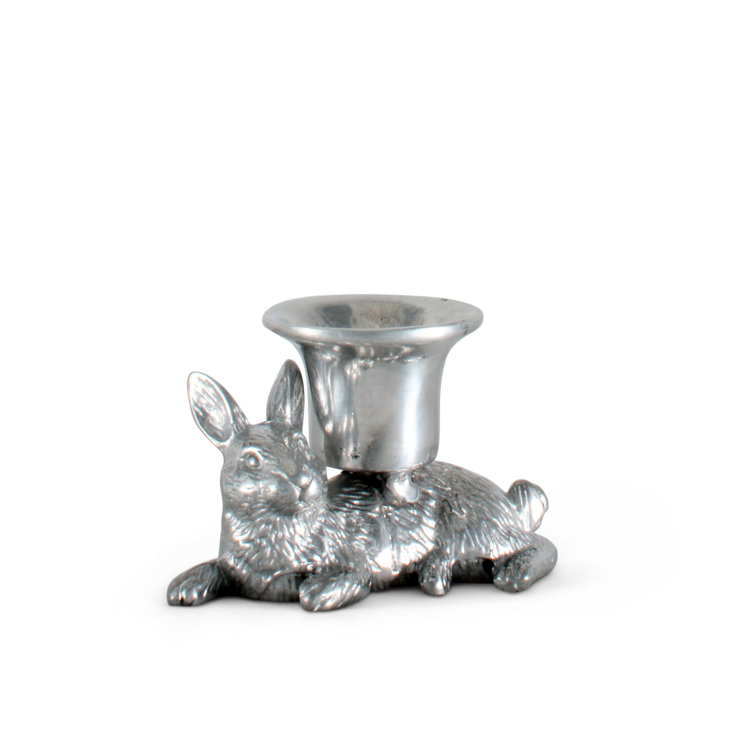 Serene Bunny Aluminum Taper Candlestick for Tabletop Decor
