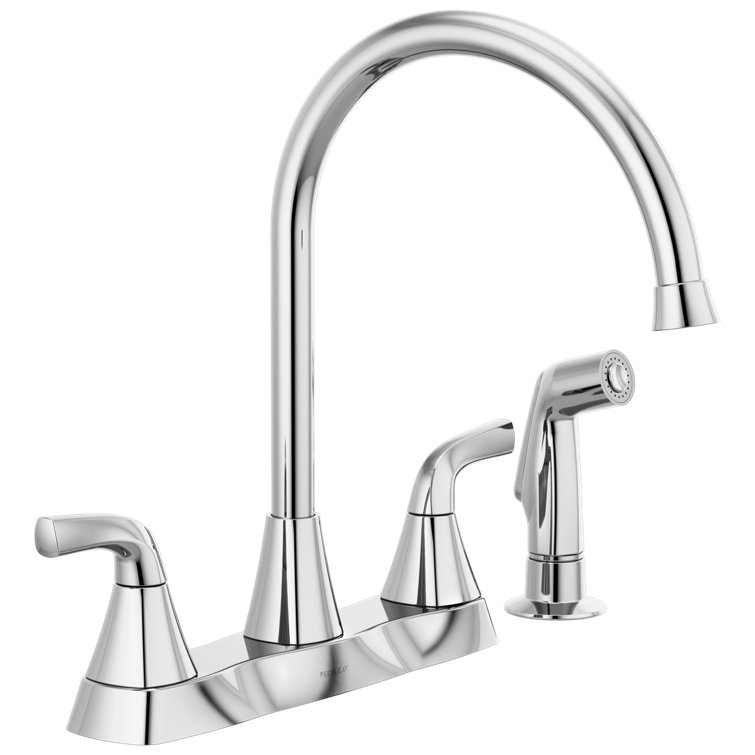 Chrome High-Arc Two Handle Kitchen Faucet with Side Spray