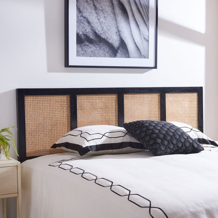Vienna Black and Natural King-Sized Cane and Wood Headboard
