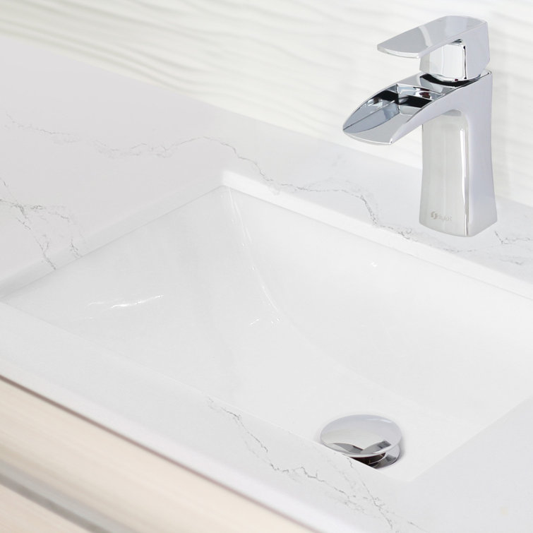 Elegant White 18" Rectangular Ceramic Undermount Bathroom Sink