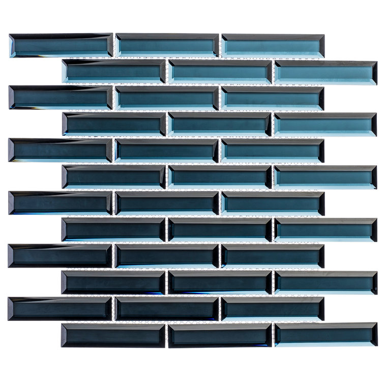 Turquoise Beveled Glass Brick Joint Mosaic Wall Tile