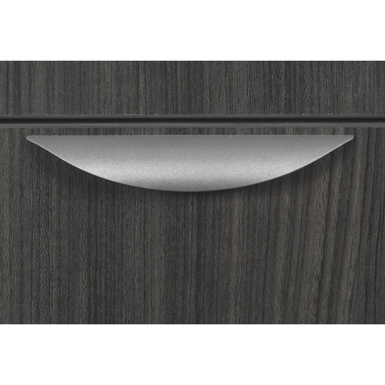 Ash Grey Wood Executive Corner Desk with Drawer and Filing Cabinet