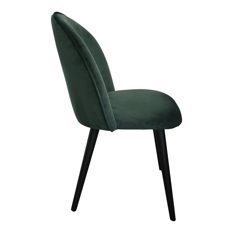Emerald Green Upholstered Wood High Back Side Chair Set