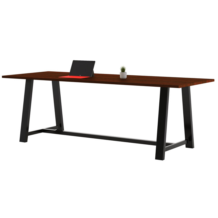 Mahogany and Black Solid Wood Rectangular Dining Table