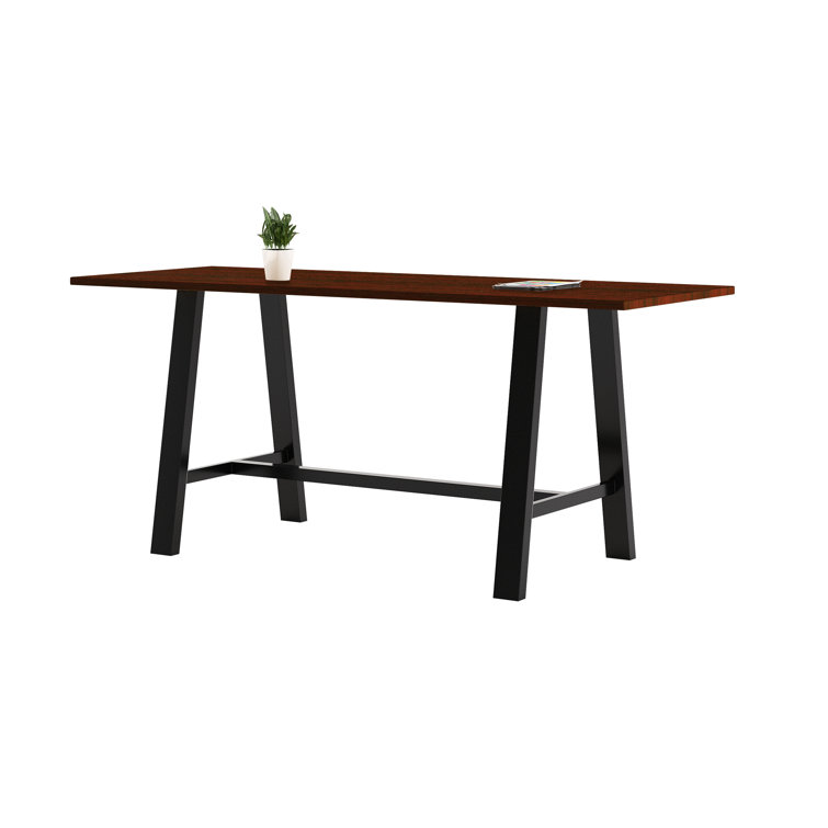 Industrial Mahogany and Black Steel Rectangular Dining Table