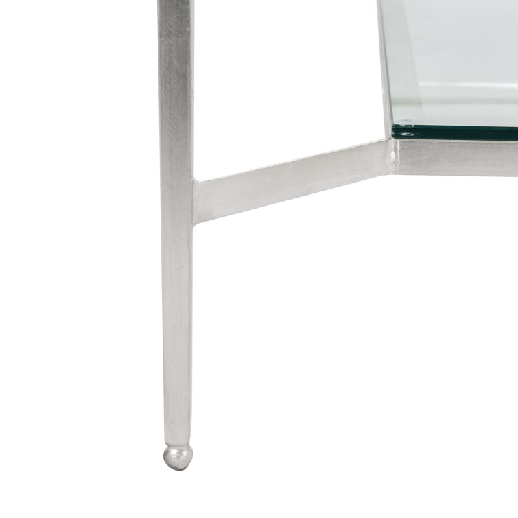 Mieka Silver Glass Coffee Table with Storage Shelf