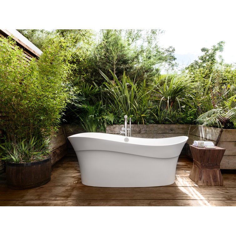 Pescadero 67" White Freestanding Oval Soaking Bathtub