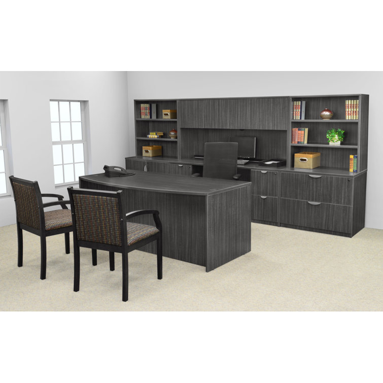 Ash Gray 71-Inch Wood Credenza Desk with Drawer