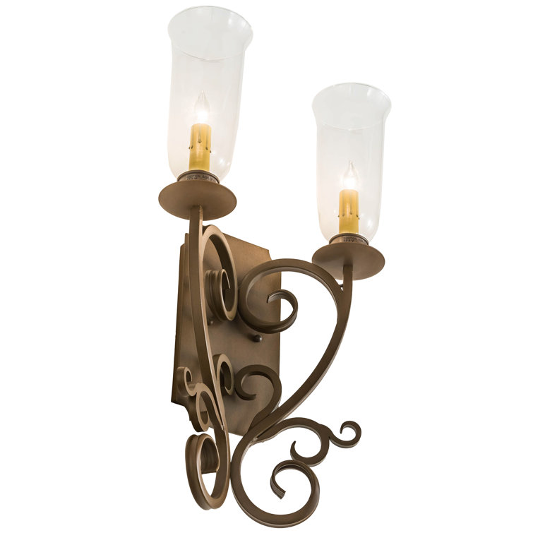 Thierry Rustic Iron 2-Light Dimmable Sconce with Clear Glass Shades