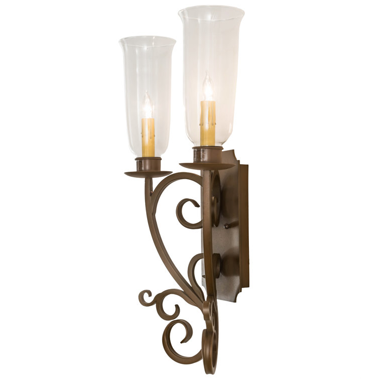 Thierry Rustic Iron 2-Light Dimmable Sconce with Clear Glass Shades
