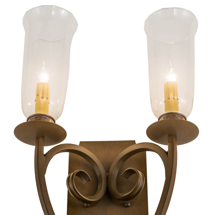 Thierry Rustic Iron 2-Light Dimmable Sconce with Clear Glass Shades