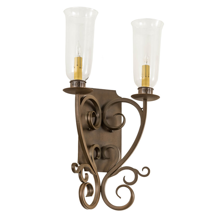 Thierry Rustic Iron 2-Light Dimmable Sconce with Clear Glass Shades