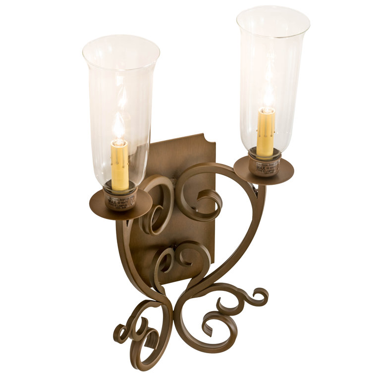 Thierry Rustic Iron 2-Light Dimmable Sconce with Clear Glass Shades