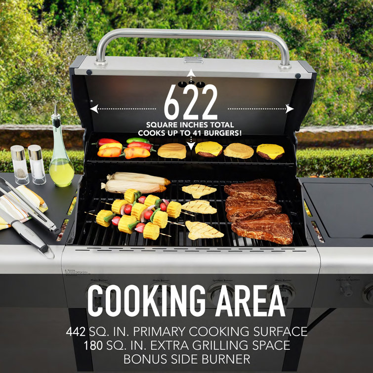 Kenmore 4-Burner Stainless Steel Propane Gas Grill with Side Burner