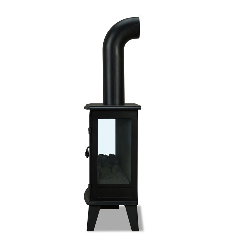 Foster Black Metal Free-Standing Electric Fireplace with Mantel