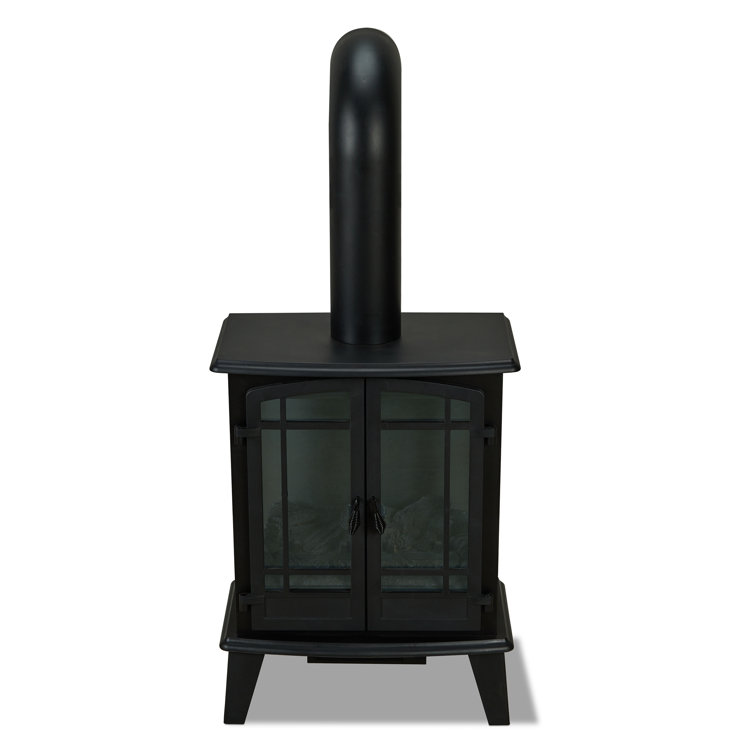 Foster Black Metal Free-Standing Electric Fireplace with Mantel