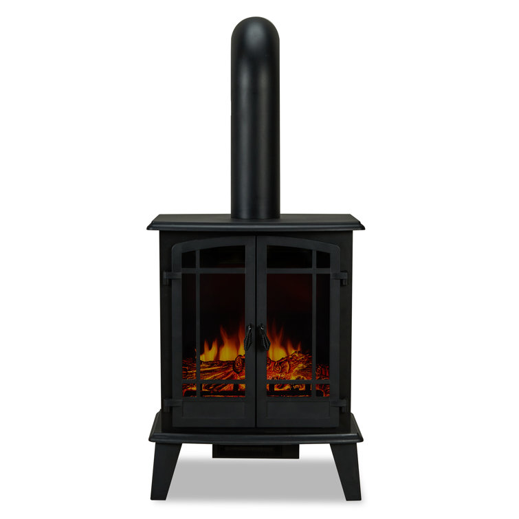 Foster Black Metal Free-Standing Electric Fireplace with Mantel