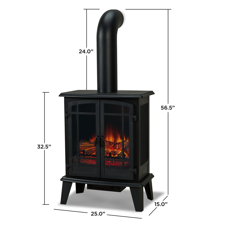 Foster Black Metal Free-Standing Electric Fireplace with Mantel