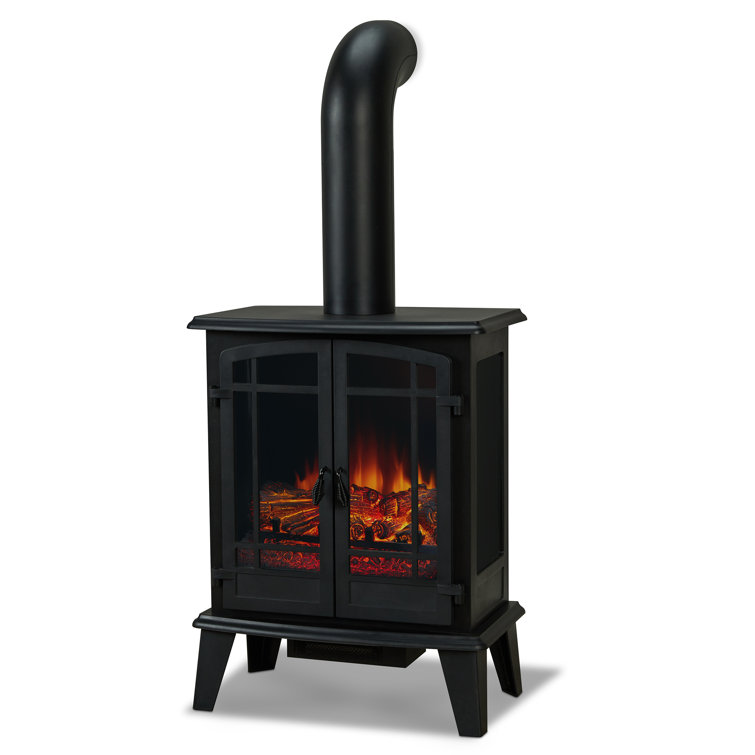 Foster Black Metal Free-Standing Electric Fireplace with Mantel