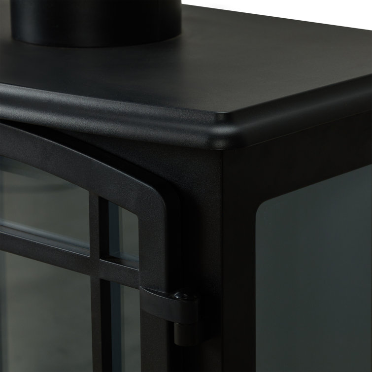 Foster Black Metal Free-Standing Electric Fireplace with Mantel